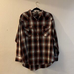 PLAINS WESTERN WEAR BUTTON DOWN LONG SLEEVE DRESS MEN SHIRT